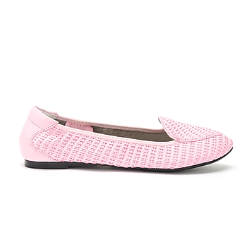 Clapham Pastel Pink Woven Leather Loafers from Cocorose London