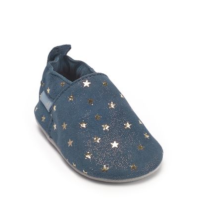 Fable Navy blue suede with gold stars baby pram shoes