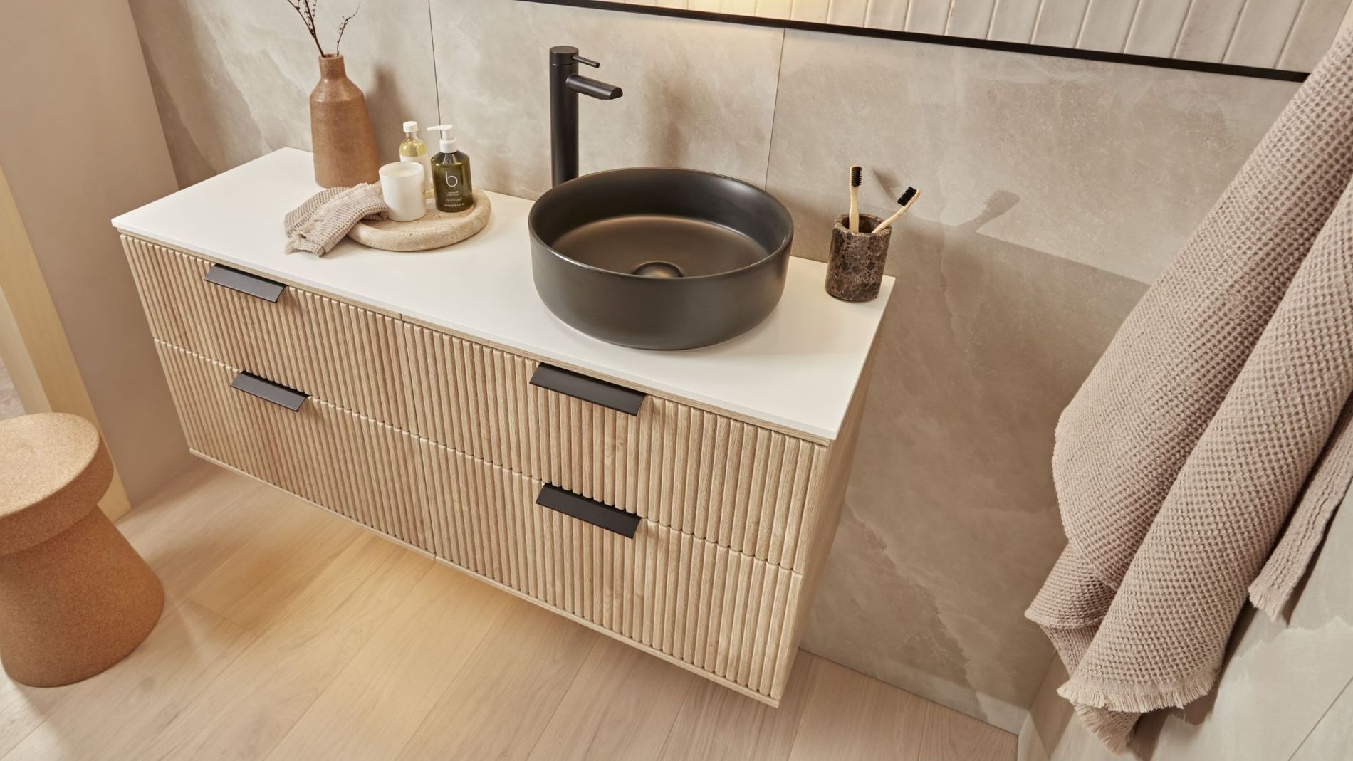 2000px Roper Rhodes, Scheme 600 Fluted Wall Mounted Vanity Unit  Sand Oak, £670, 8336748.jpg