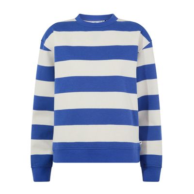 Yuri Womens Supersoft Crew Neck Striped Sweatshirt - Cobalt Stripe