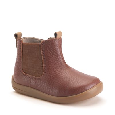 Avenue Tan leather kids zip-up first boots