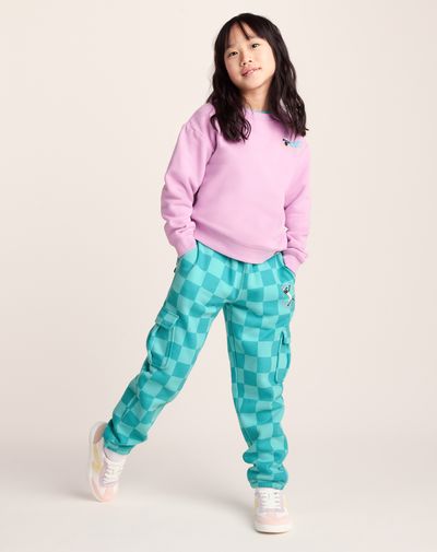 Polypay Kids Shaun the Sheep Sweat Pant - Spearmint/Bubblegum Checkerboard