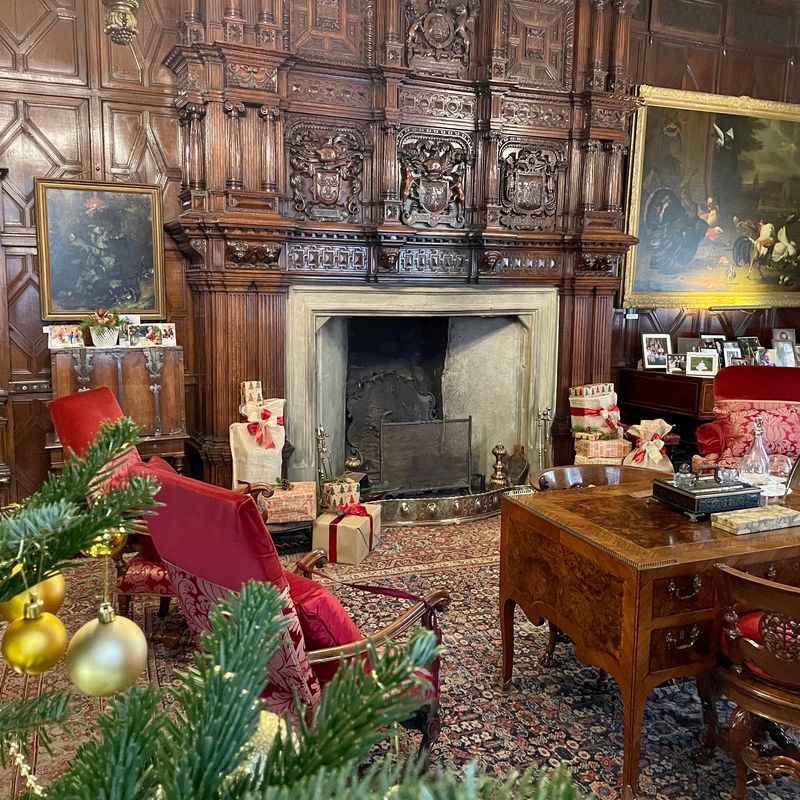 The Great Hall at Levens Hall and Gardens, decorated for Christmas, 