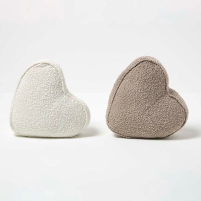 Luxury Boucle Fabric Heart Doorstop Set of 2