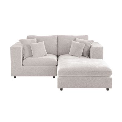 Solace+Co Asher 3 Seater with Footstool Beige Boucle