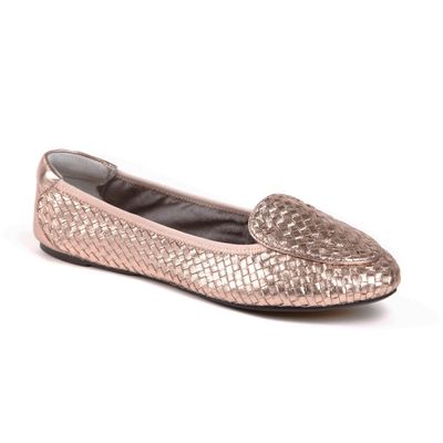 Clapham Rose Gold Woven Leather Loafers