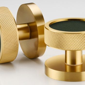 Suggested Header Pushka Home, Brass and Green Leather Knurled Mortice Door Knob in Gold, £70, 8518890.jpg