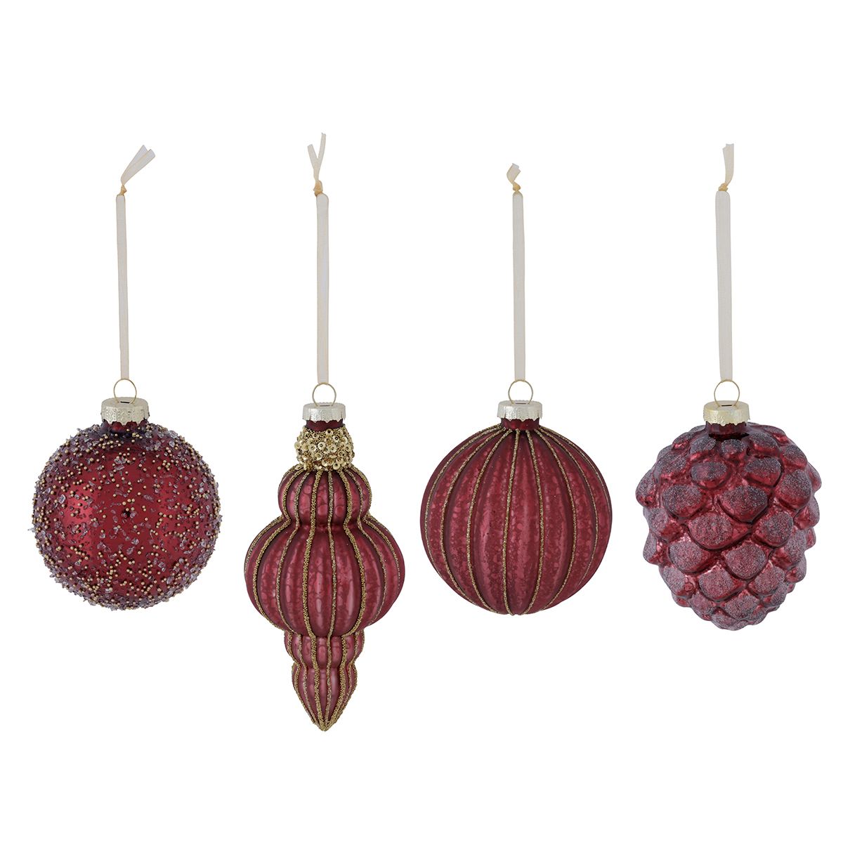 12 Piece Burgundy Glass Bauble Collection