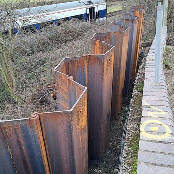 Sheet piles installed by Sheet Pile (UK) Limited at a rail infrastructure project in Crewe, by its specialist rail division, SPUK Rail.