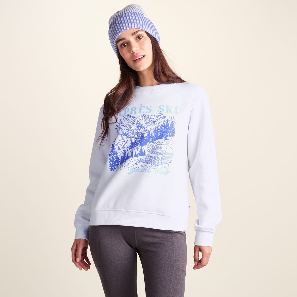 Kendall Womens Supersoft Apres Ski Print Sweatshirt - Optic White