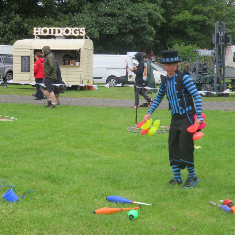 Dimitri providing circus entertainment at Grasmere Lakeland Sports and Show 2024.