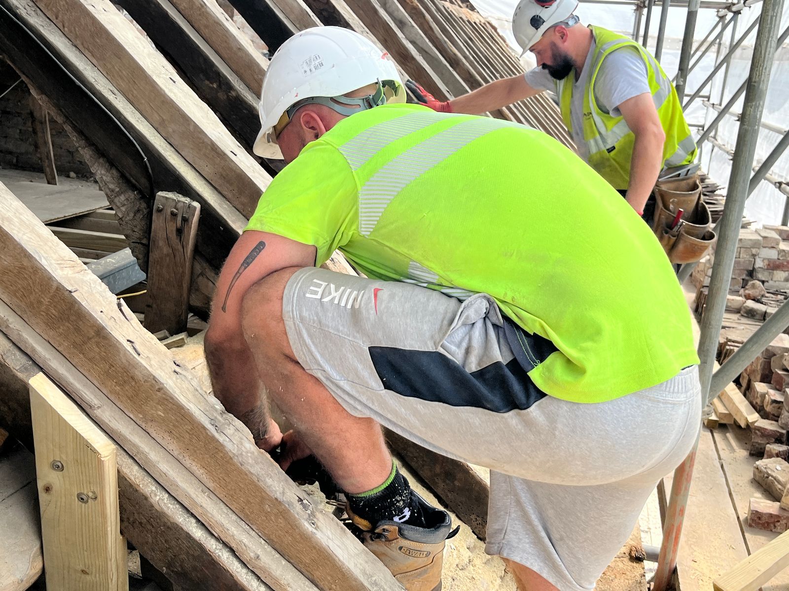 Roof work taking place at All Saints Church.