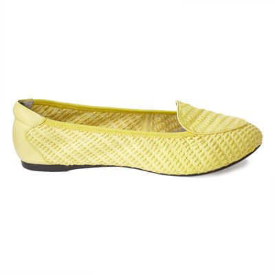 Clapham Yellow Woven Leather Loafers from Cocorose London