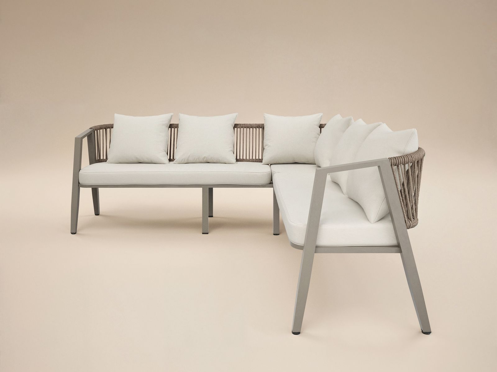 SOLACE+CO Dayton Corner Sofa & Coffee Table Garden Set Beige