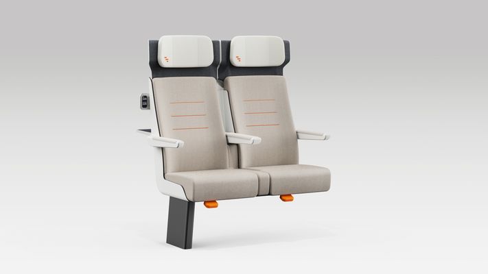 View of a pair of ALIZÉ rail seats in standard seating position.