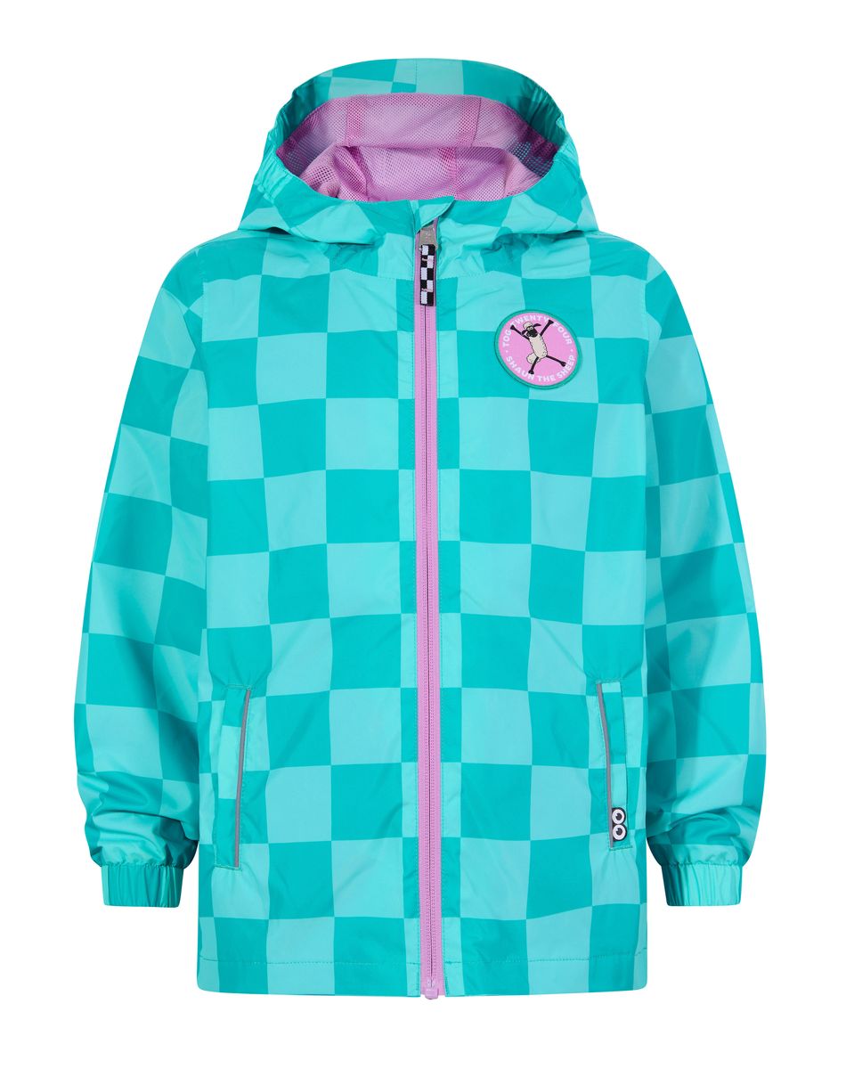 Cohampshire Kids Shaun the Sheep Waterproof Jacket - Spearmint/Bubblegum Checkerboard
