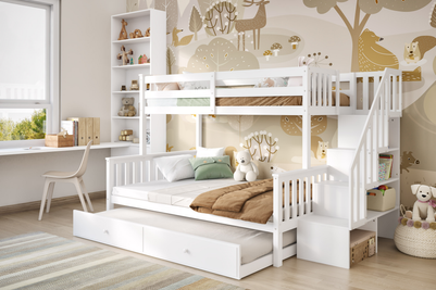 Flair Tag Triple Staircase Bunk Bed with Trundle