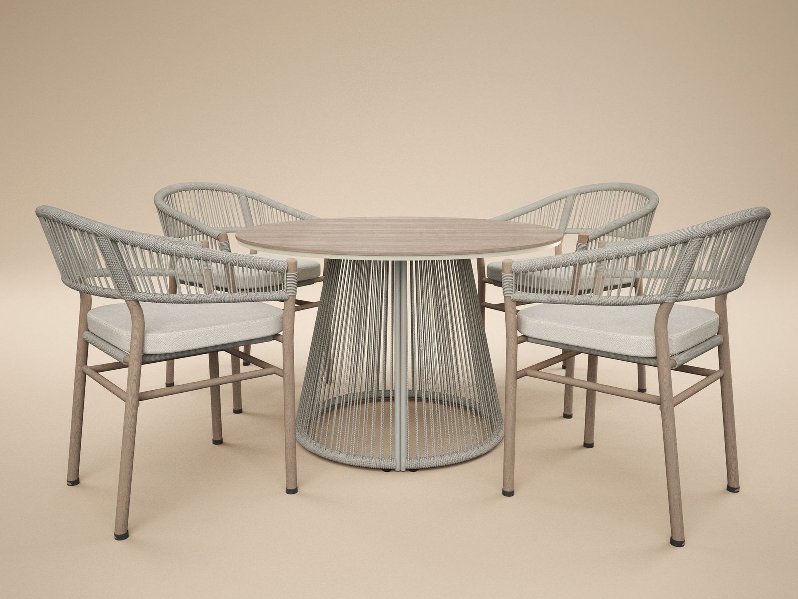 SOLACE+CO Hana Round Table & Lita Chairs Garden Dining Set