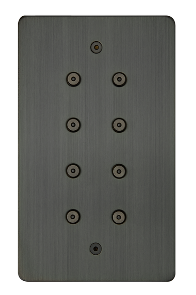 8 gang vertical, 8 buttons with LEDs, Jordan bronze finish