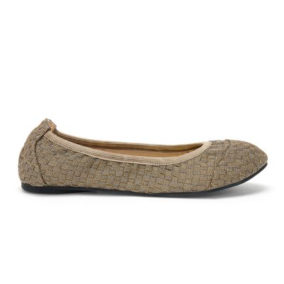 Barbican Champagne Woven Fold Up Ballet Flats from Cocorose London