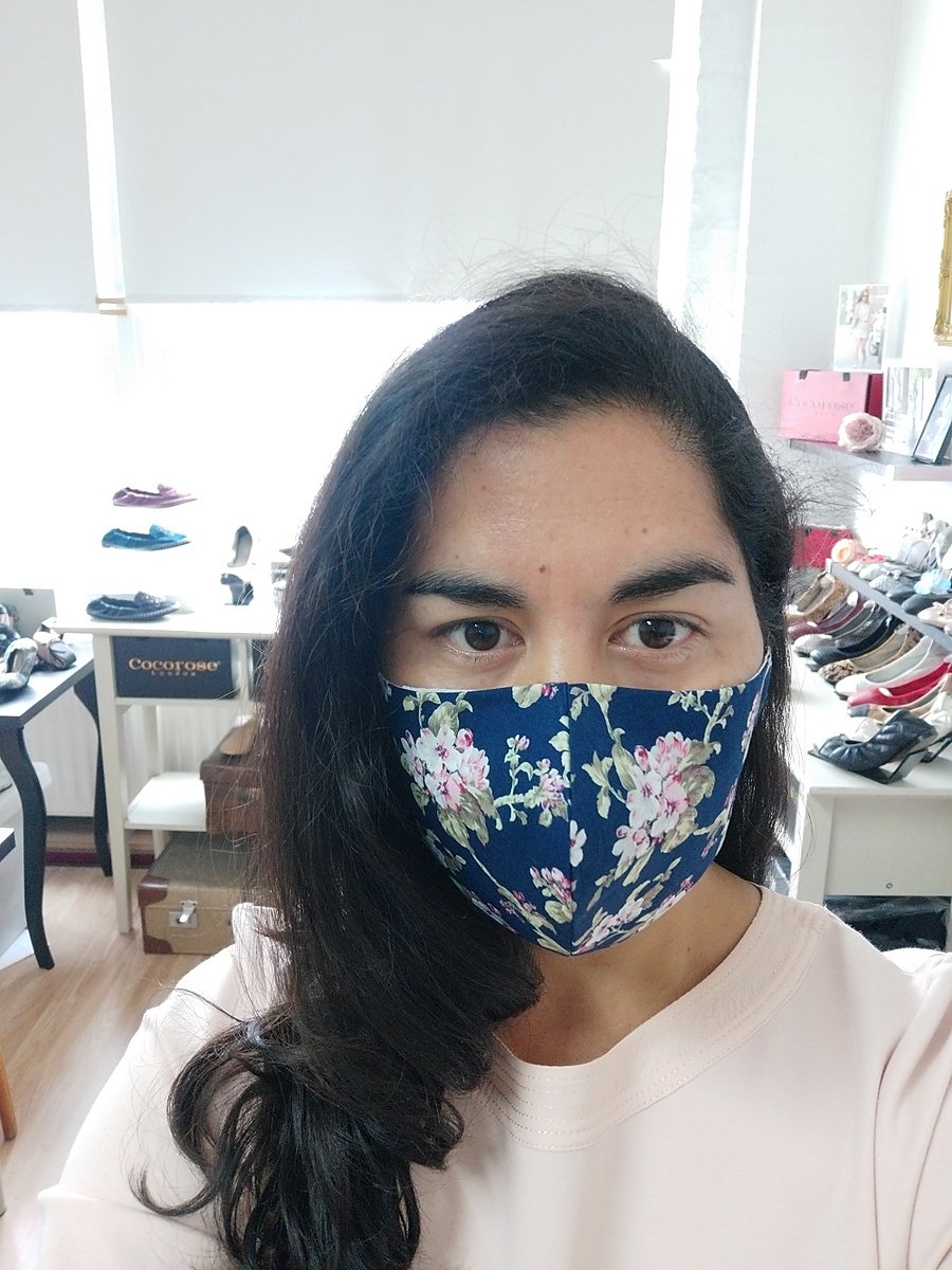 Cocorose London floral print navy cotton face mask