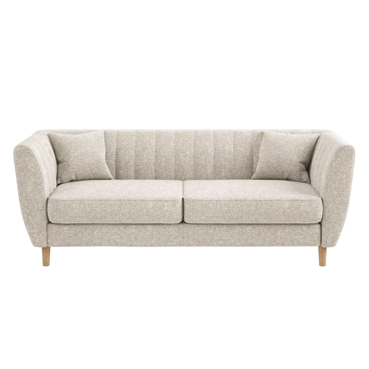 Solace+Co Remi 3 Seater Mid Century Sofa Beige Chenille