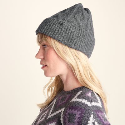 Janice Supersoft Cable Knit Beanie - Light Grey Melange