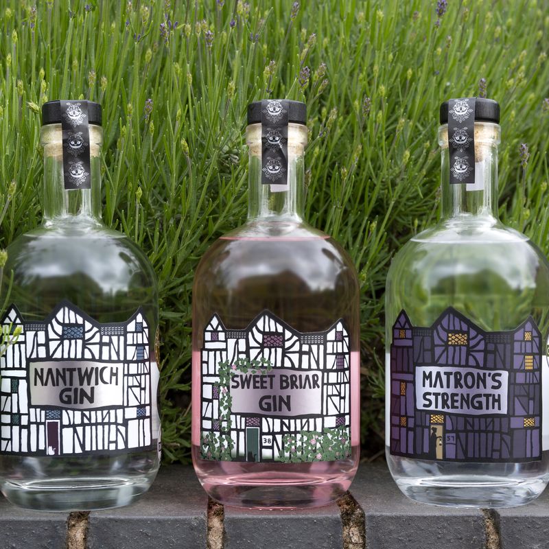 The full Nantwich Gin family