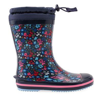 'Puddle' Wellies in Navy Floral design