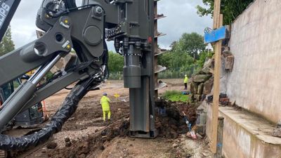 Sheet pile installation near the giraffe area at Chester Zoo, carried out by Sheet Piling (UK) Ltd