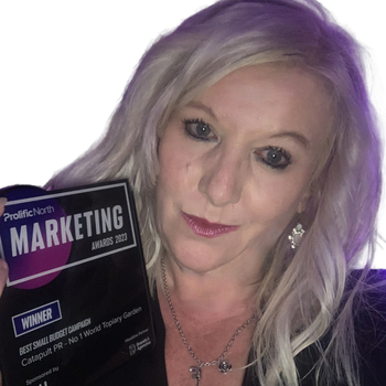 Jane Hunt, managing director of Catapult PR, which again swept to victory at the 2023 Prolific North Marketing Awards.