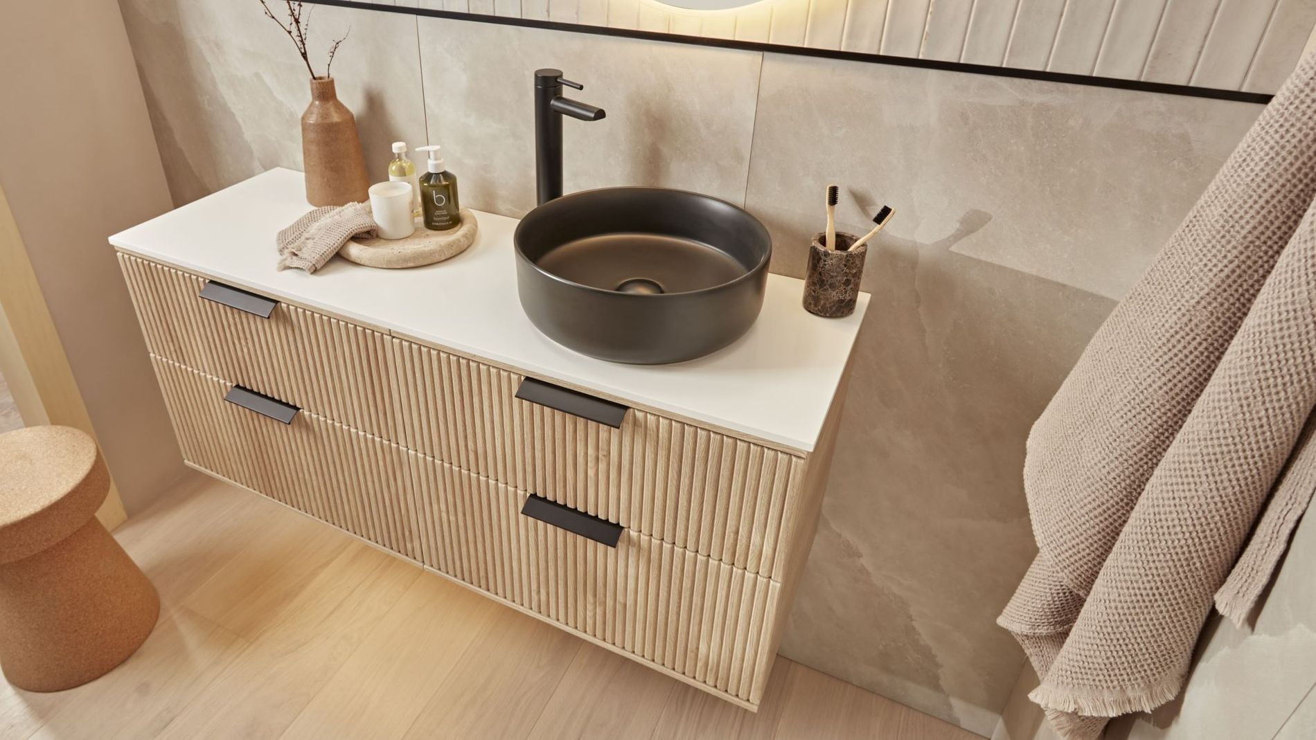 2000px Scheme 600 Fluted Wall Mounted Vanity Unit - Sand Oak.jpg