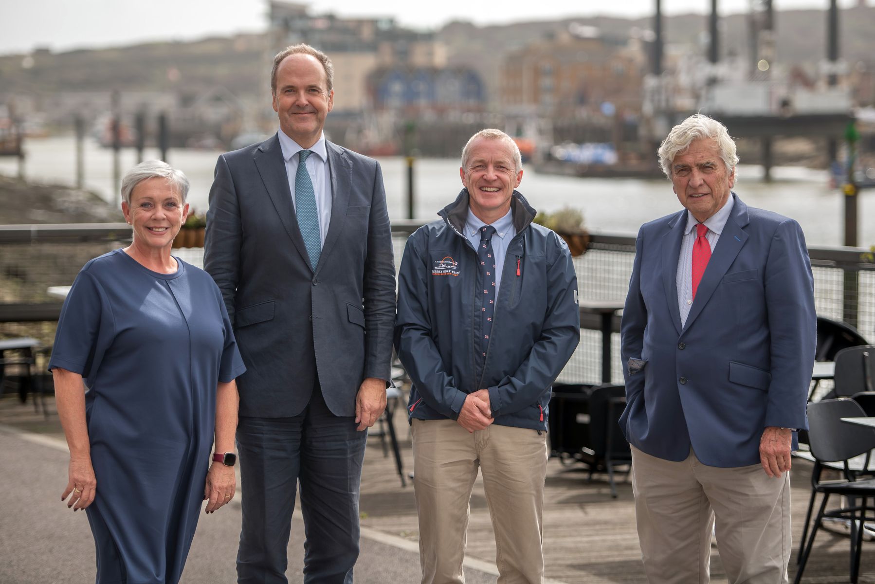 NEZ programme manager Michelle Connors, Lord-Lieutenant of East Sussex Andrew Blackman, Sussex Boat Trips owner John Simcock and  Vice Lord-Lieutenant of East Sussex DL and chairman of Newhaven Enterprise Zone (NEZ) Graham Peters,