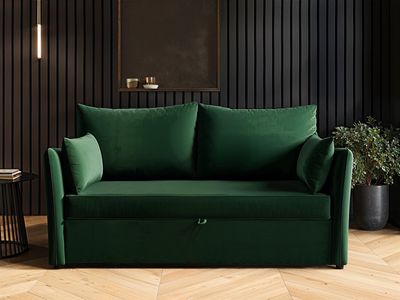 Solace+Co Skyler 2 Seater Sofa Bed Green Velvet