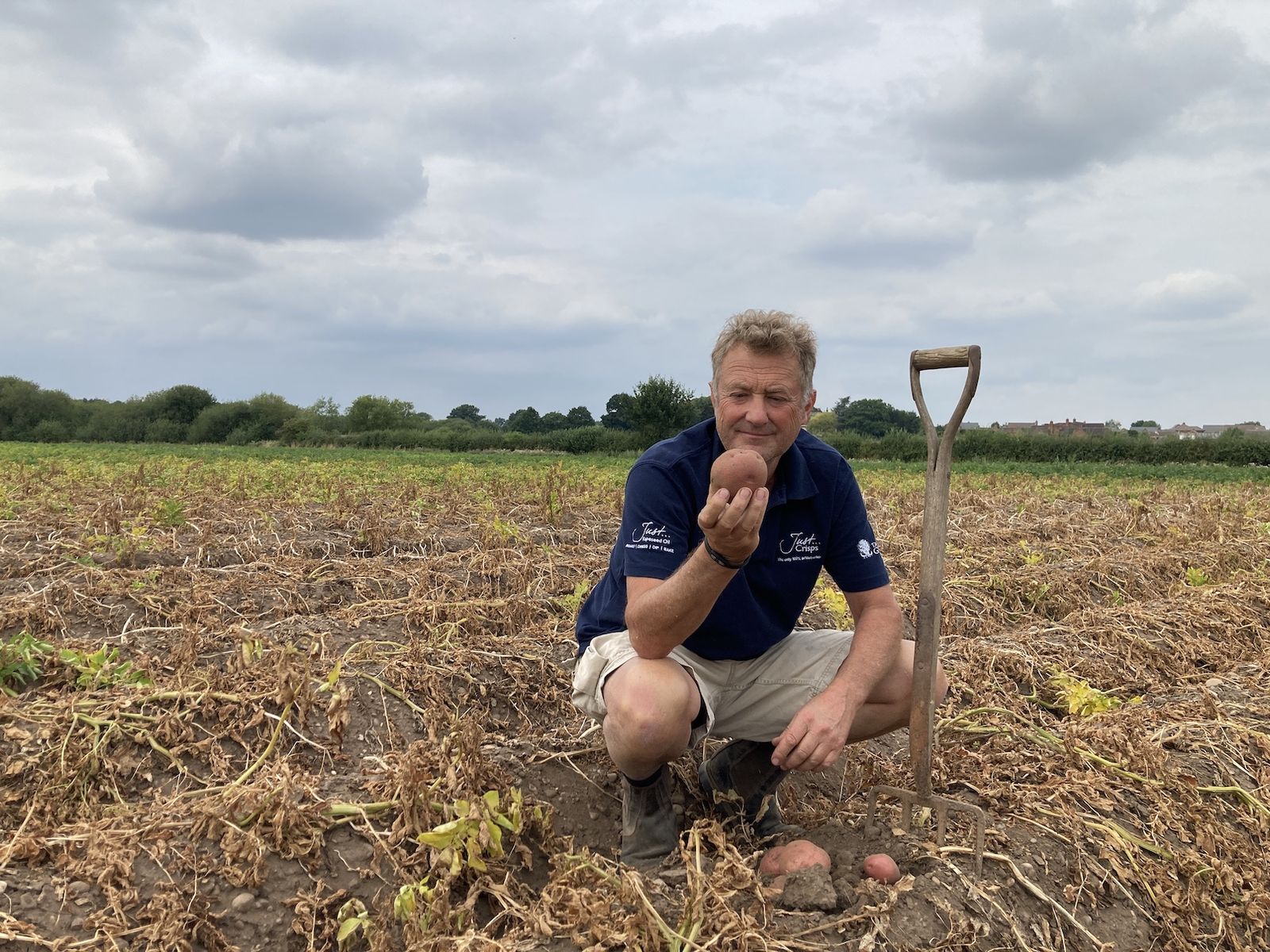 Anthony Froggatt, owner of the award-winning Just Crisps and Just Oil brand, amongst his potato crop.JPG