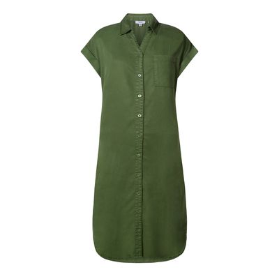 Lenira Womens Relaxed Fit Luxurious Tencel Lyocell Shirt Dress - Dark Matcha