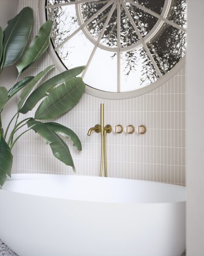 Wall Mounted Bath Mixer in Warm Brass