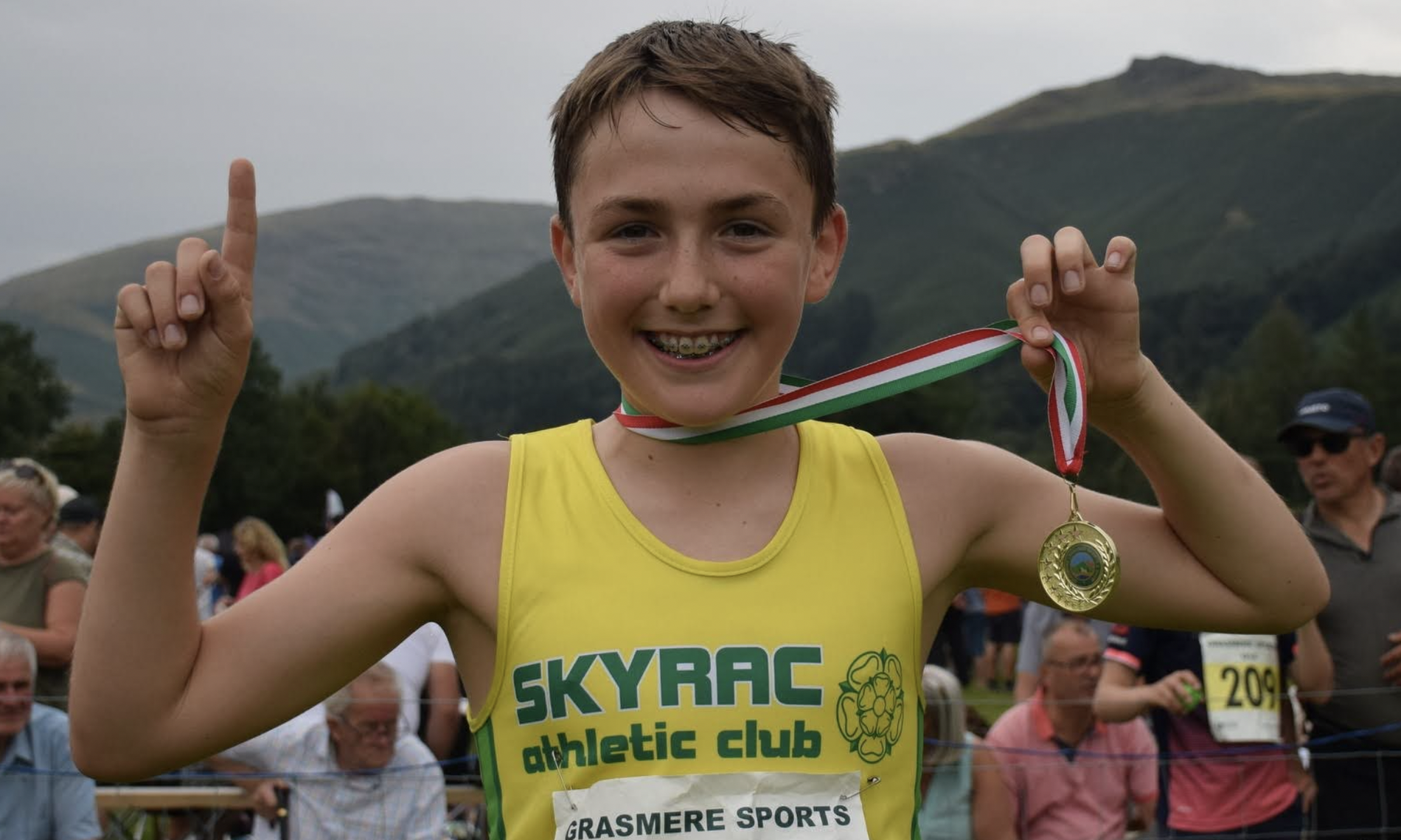 Jacob Palmer, winner of the Under-14s Fell Race at Grasmere Lakeland Sports and Show 2022