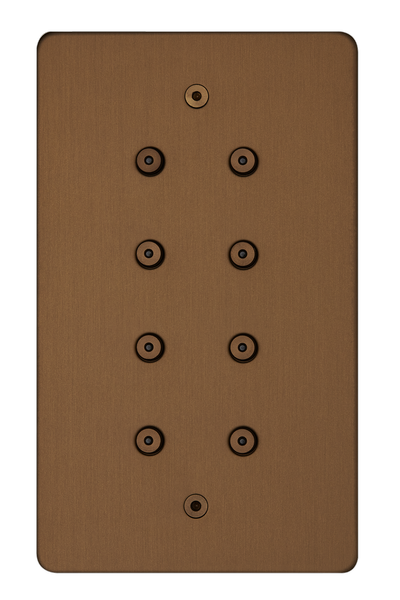 8 gang vertical, 8 buttons with LEDs, bronze antique finish