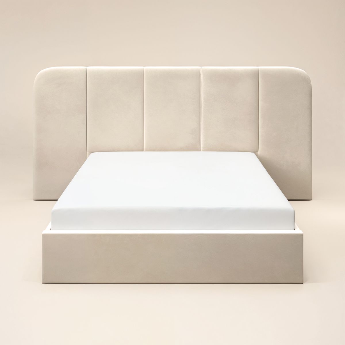 Solace+Co Sienna Hotel Ottoman Bed Cream Velvet