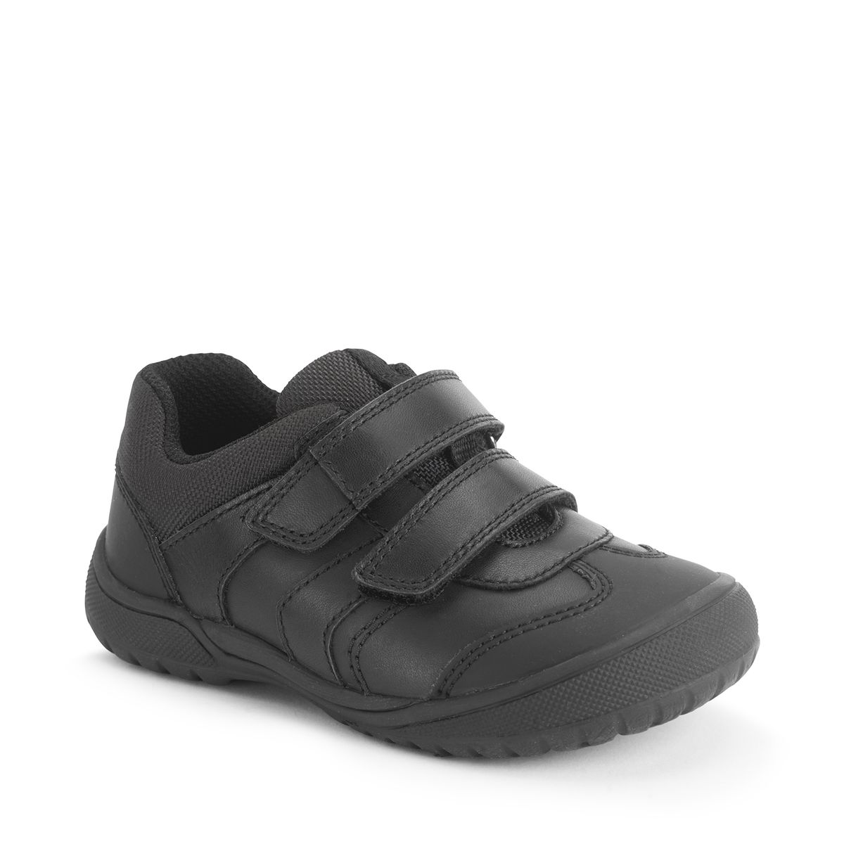Action, black leather rip-tape school shoe by Start-Rite Shoes 