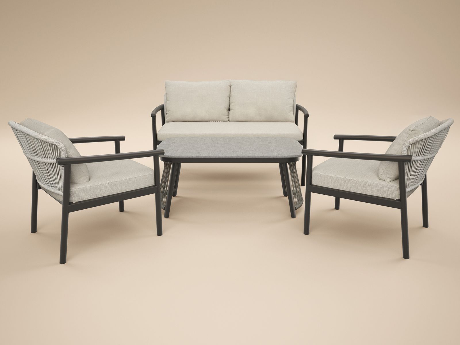 SOLACE+CO Kyla 4 Piece Garden Sofa Set