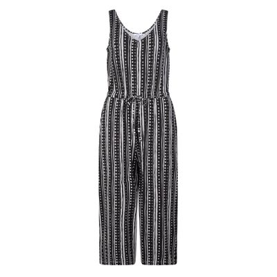 Emmie Womens Supersoft Jumpsuit - Black Doodle Stripe Print