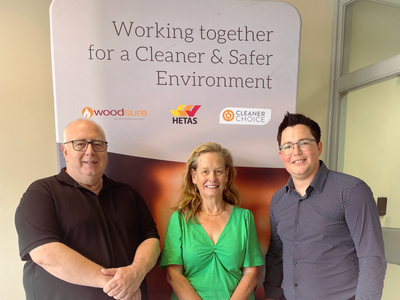 L-R: Bruce Allen, retiring CEO of Cleaner Safer Group; Kaye Welfare, Chair of Cleaner Safer Group; Barry Cope, newly appointed CEO of Cleaner Safer Group