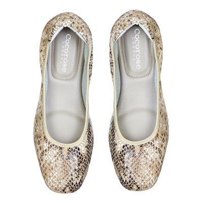 Barnes Champagne Snake Print ballet pumps