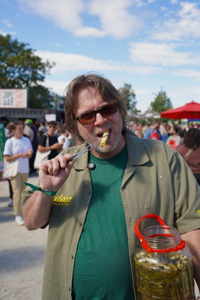 Nick Vadasz, The Picklesman himself, kicking things off at the inaugural Big Brine at Hackney Bridge, London’s brand-new festival celebrating all things pickled, fermented and brined.   