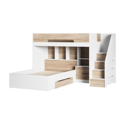 Flair Greyson Staircase Triple Bunk Bed with Storage