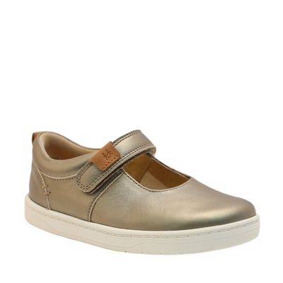 Mystery Gold metallic leather girls riptape pre-school shoes