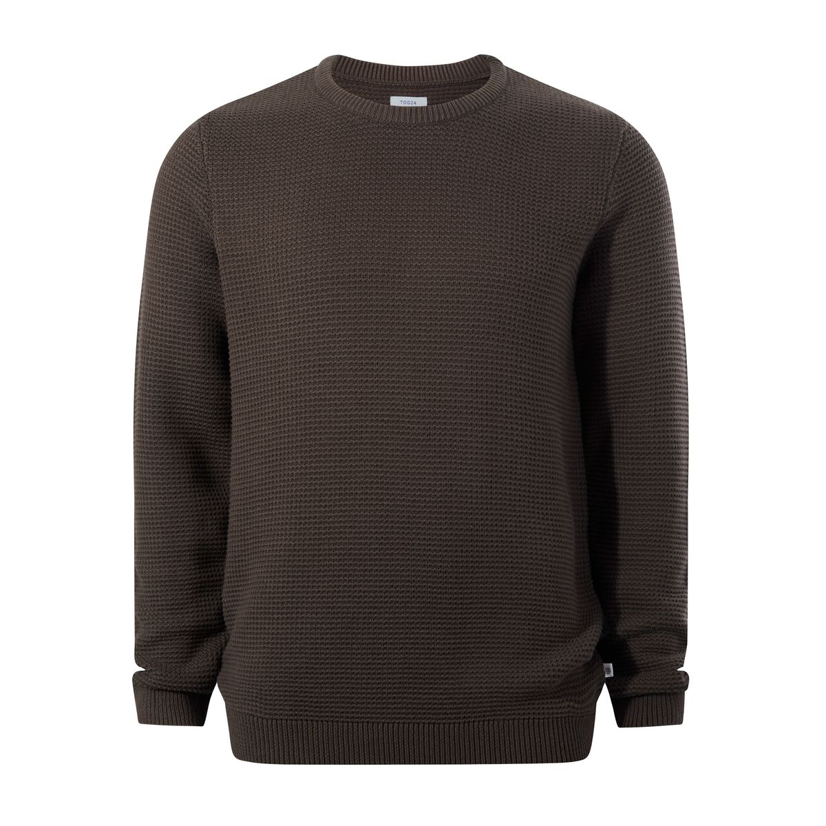 Ethan Mens Crew Neck Knit Jumper - Ash Brown