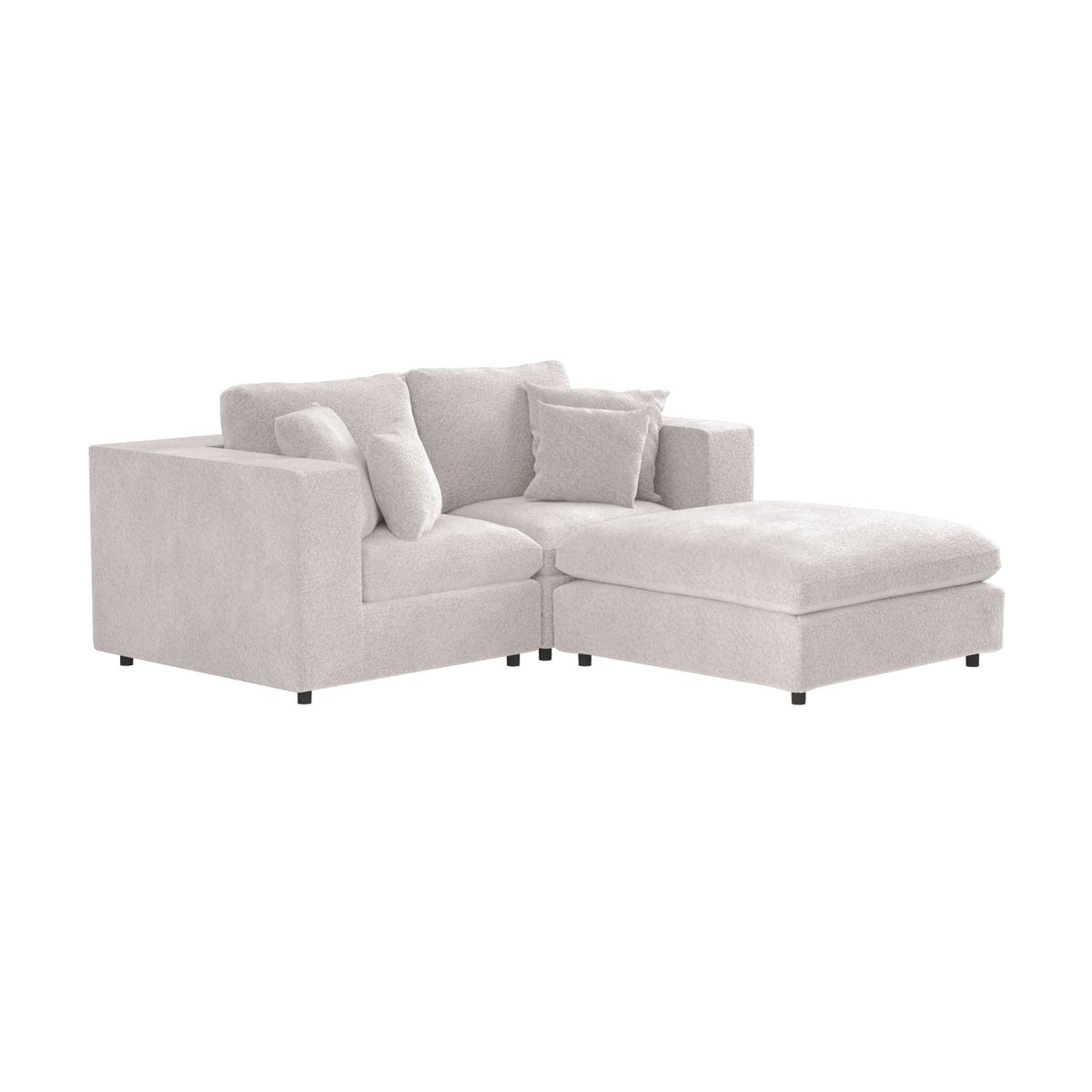 Solace+Co Asher 3 Seater with Footstool Beige Boucle